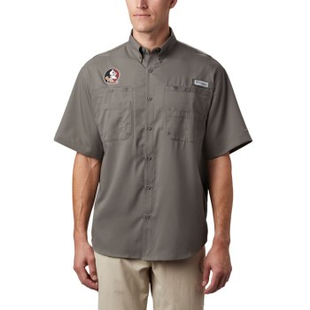 Columbia Collegiate PFG Tamiami Short Sleeve - Florida State, Camisa Grises Para Hombre | 751048-EDO